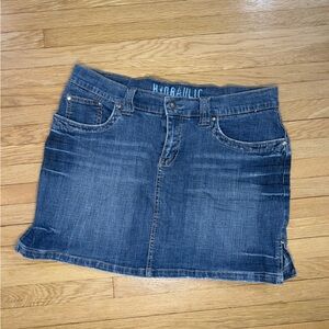 Juniors Denim Jean Mini Skirt Sz 9/10, Spring, Summer Medium Wash, Y2K Core